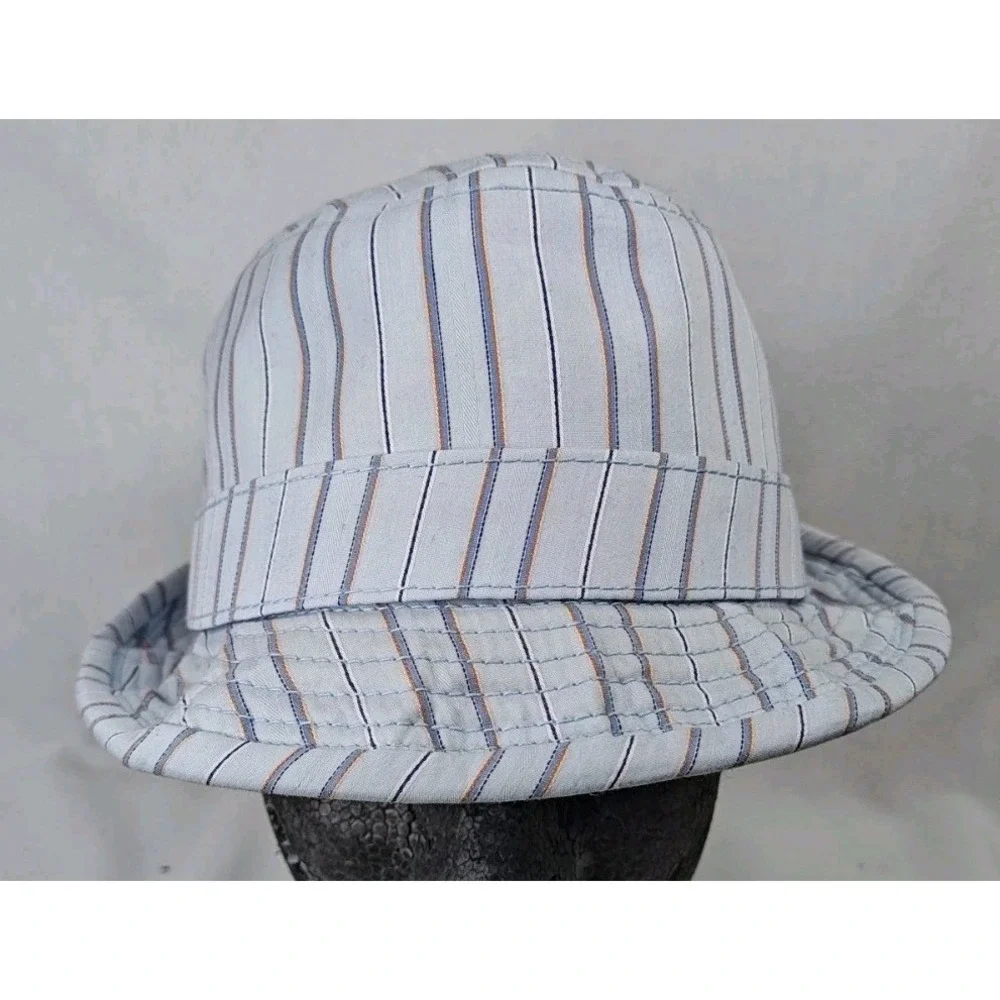 Goorin Bros Pin Striped Blue‎ Cotton Fedora OSFM (large) Men's Hat Cap